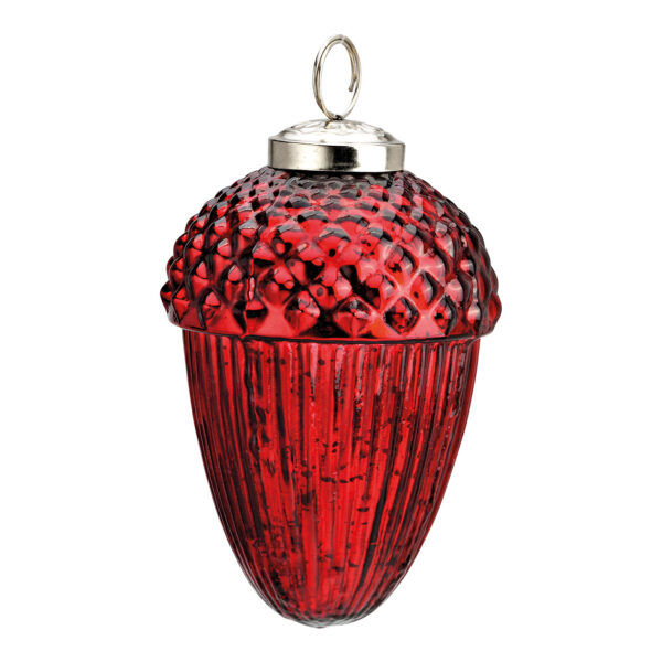 Para colgar navideña con forma de bellota de cristal de color rojo (ancho/alto/profundidad) 8x12x8cm