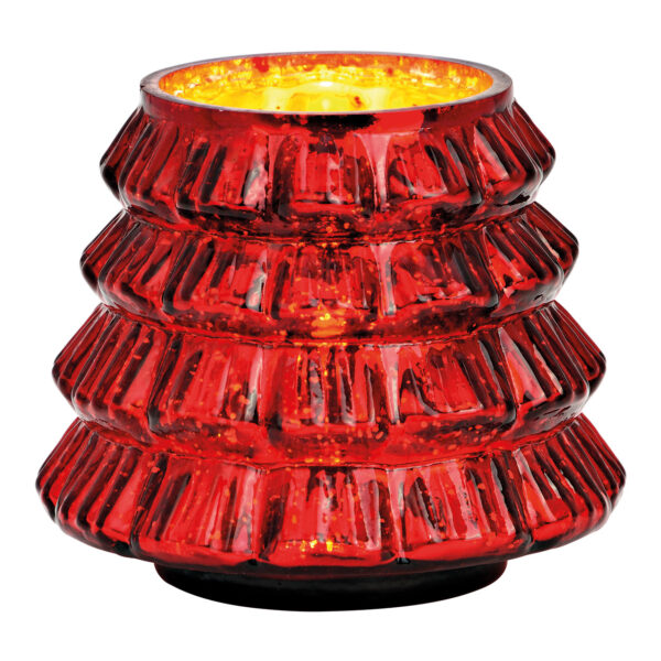 Farol de cristal para árbol de Navidad, color rojo (ancho x alto x profundidad): 13 x 12 x 13 cm
