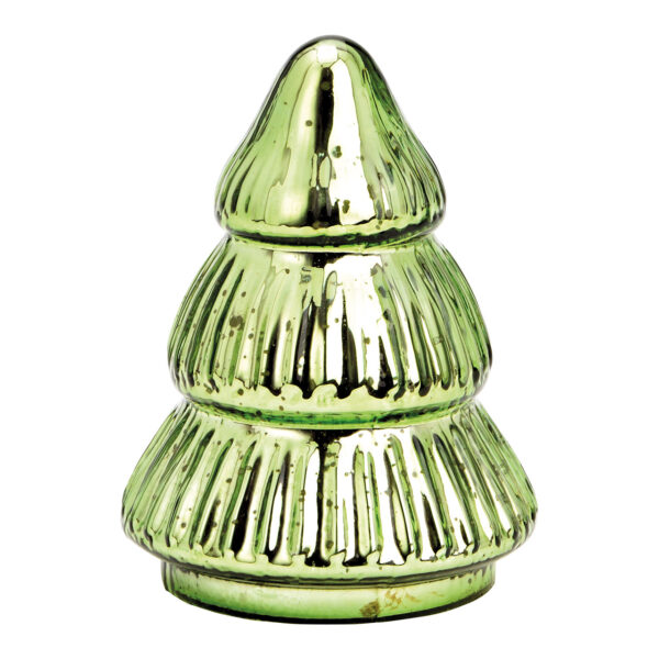 Árbol de Navidad de cristal verde (An./Al./Pr.) 9x12x9cm
