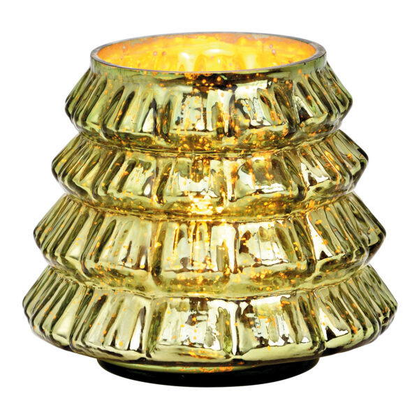 Farol de cristal verde para árbol de Navidad (ancho, alto y profundidad): 13 x 11 x 13 cm