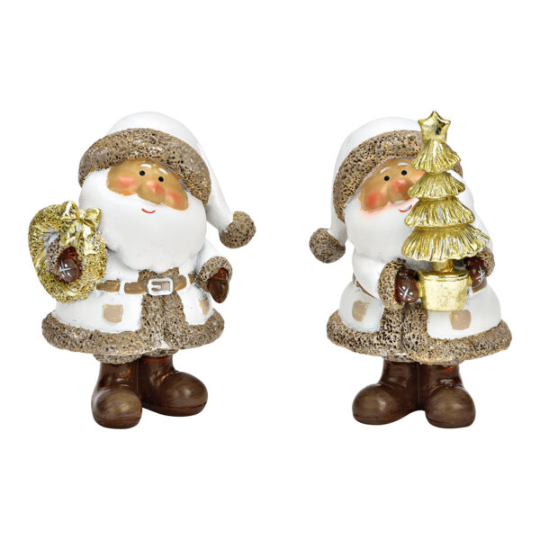 Papá Noel con corona, abeto de plástico blanco, 2 surtido, (ancho/alto/profundidad) 8 x 12 x 8 cm