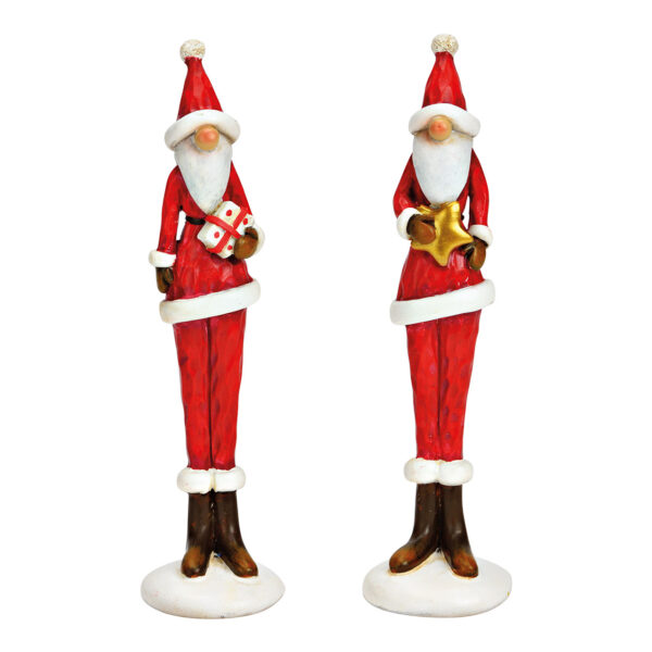 Papá Noel con regalo, estrella de poli rojo, doble cara, (ancho/alto/profundidad) 4 x 17 x 4 cm