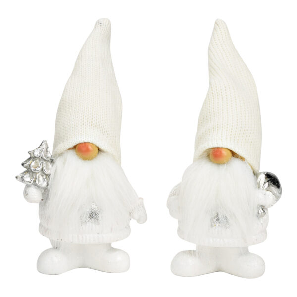 Elfo con saco, árbol de Navidad de poli blanco, 2 surtido, (An./Al./Pr.) 8x12x8cm