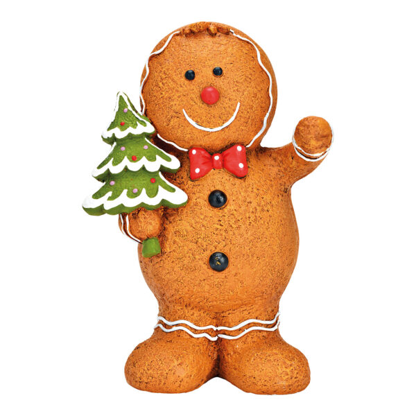 Figura de jengibre con árbol de Navidad de magnesia marrón (An./Al./Pr.) 22x34x15cm