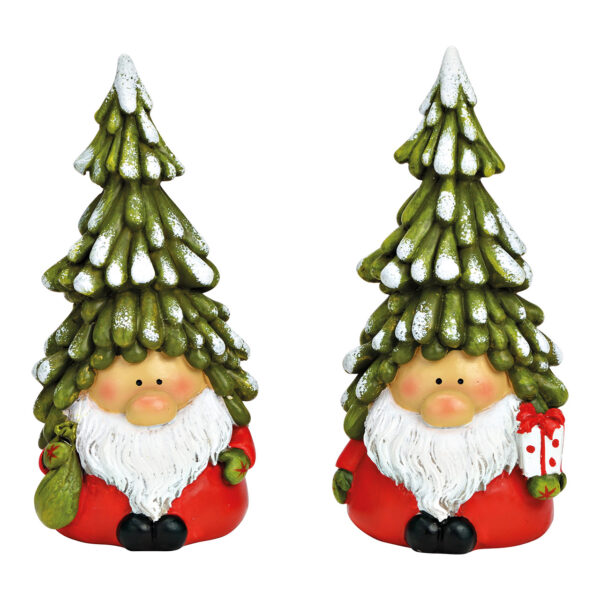 Gnomo con gorro de árbol de Navidad fabricado en poli de colores, doble pliegue, (An./Al./Pr.) 6 x 14 x 6 cm