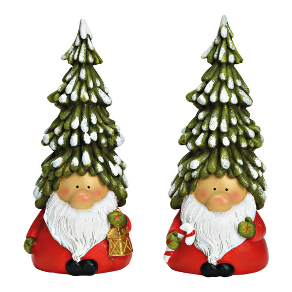 Gnomo con gorro de árbol de Navidad fabricado en poli de colores, doble pliegue, (An./Al./Pr.) 9 x 20 x 7 cm