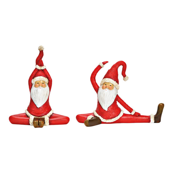 Papá Noel de yoga fabricado en poliéster rojo, doble pliegue, (ancho/alto/profundidad) 15 x 18 x 9 cm 21 x 15 x 7 cm
