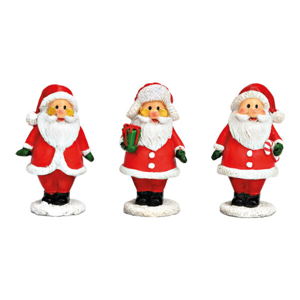 Papá Noel de poli rojo, 3 surtido, (An./Al./Pr.) 4x6x3cm