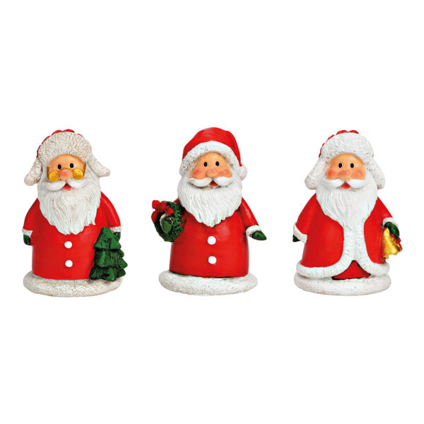 Papá Noel de poli rojo, 3 surtido, (An./Al./Pr.) 4x6x4cm