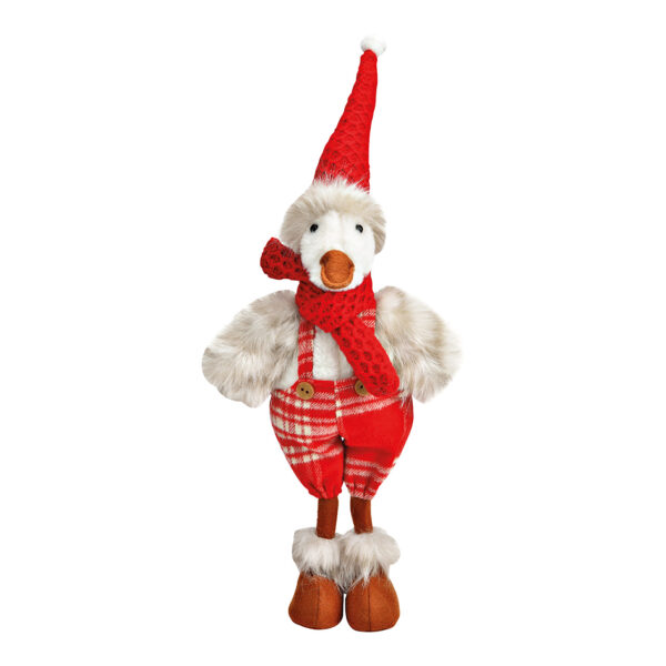 Pato navideño de tela rojo, blanco (ancho x alto x profundidad) 20 x 51 x 11 cm