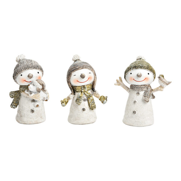Muñeco de nieve con gorro de poliéster blanco, 3 surtido, (An./Al./Pr.) 5x9x4cm