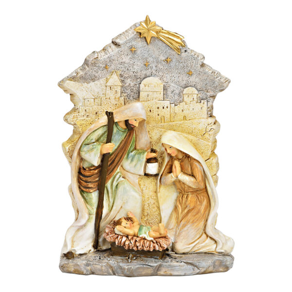 Belén en piedra realizado en poli colores (An./Al./Pr.) 16x23x6cm