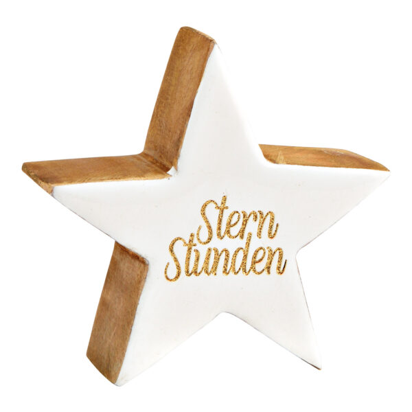 Estrella, Sternstunden de madera de mango blanca (an./al./pr.) 9x9x4cm