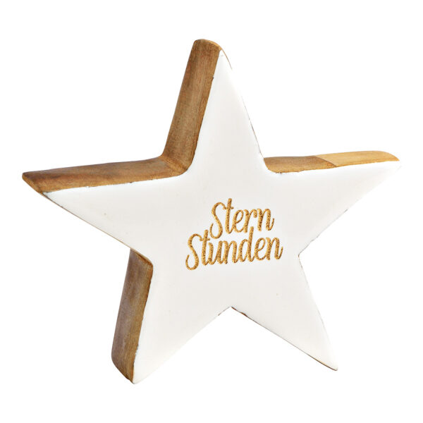 Estrella, Sternstunden de madera de mango blanca (an./al./pr.) 15x14x5cm