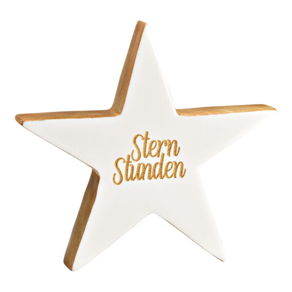 Estrella, Sternstunden de madera de mango blanca (an./al./pr.) 20x20x3cm