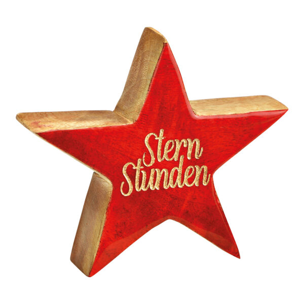 Estrella, Sternstunden de madera de mango roja (an./al./pr.) 14x13x4cm