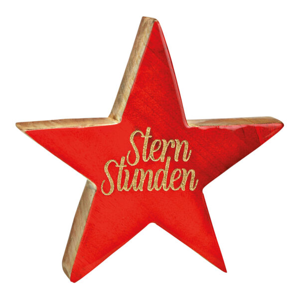 Estrella, Sternstunden de madera de mango roja (an./al./pr.) 19x20x4cm