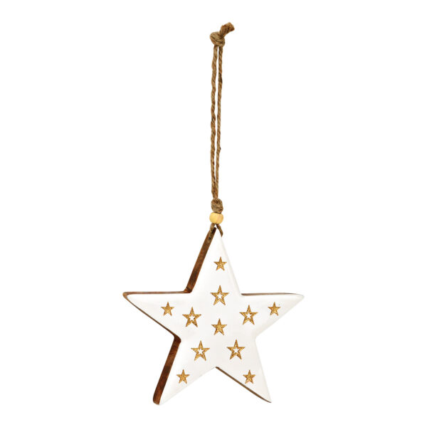 Para colgar estrella de madera de mango color blanco (An./Al./Pr.) 15x14x2cm