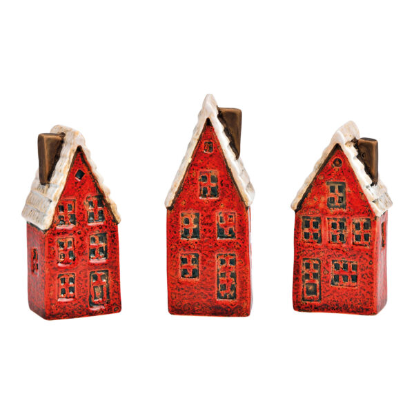 Casa, casa de pueblo de gres rojo 3 piezas, (An./Al./Pr.) 4x10x3cm