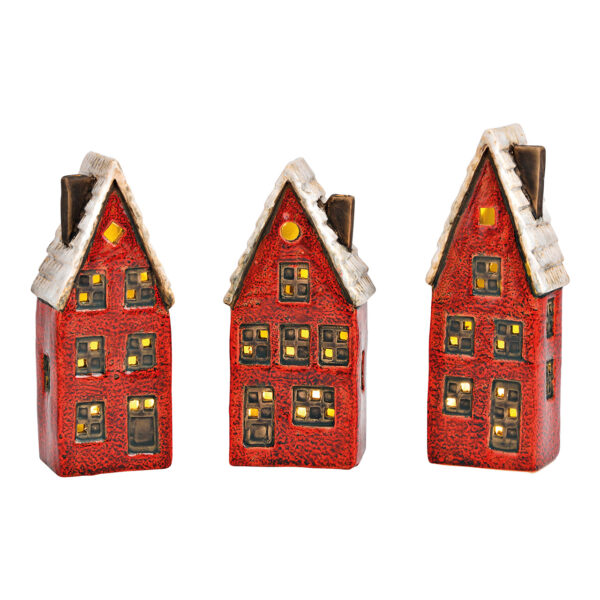 Faro, casa de pueblo exclusiva 2xLR44 de loza roja 3 veces, (an./al./pr.) 7x19x6cm