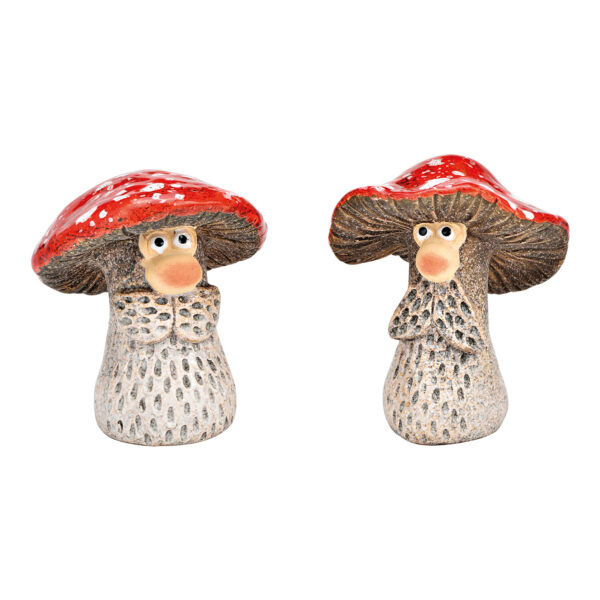 Hongo venenoso, gnomo de gres rojo, doble capa, (ancho/alto/profundidad) 7 x 13 x 7 cm