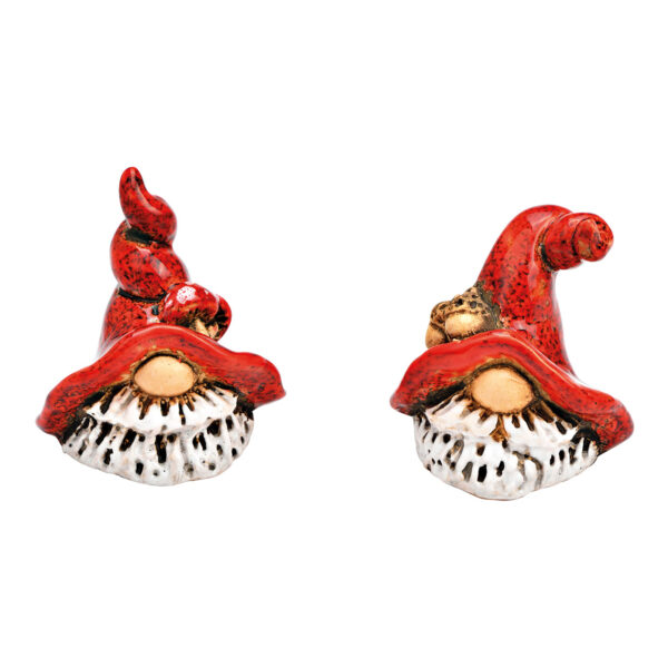Gnomo, Papá Noel de gres rojo, doble cara, (ancho/alto/profundidad) 5 x 6 x 4 cm
