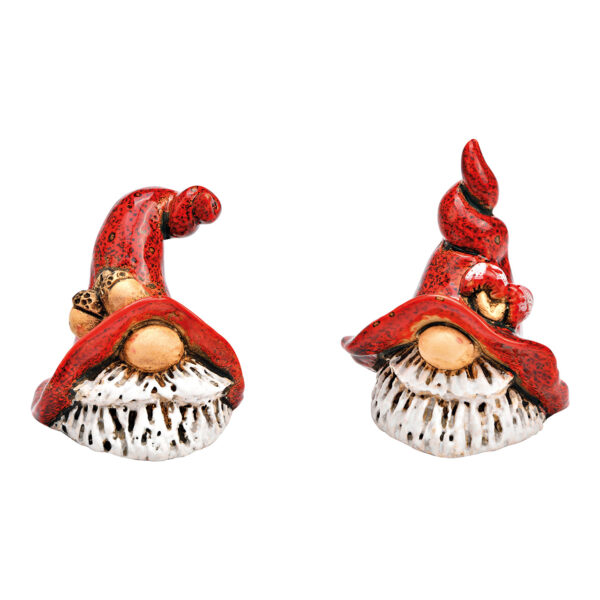 Gnomo, Papá Noel de gres rojo, doble cara, (ancho/alto/profundidad) 8 x 10 x 7 cm