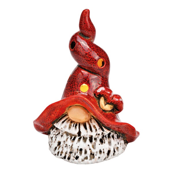 Gnomo de viento para velas de té de gres rojo (ancho x alto x profundidad) 13 x 17 x 10 cm