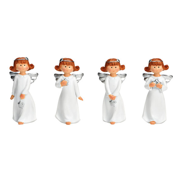 Ángel de poliéster blanco cuádruple, (An/Al/Pr) 3x8x3cm