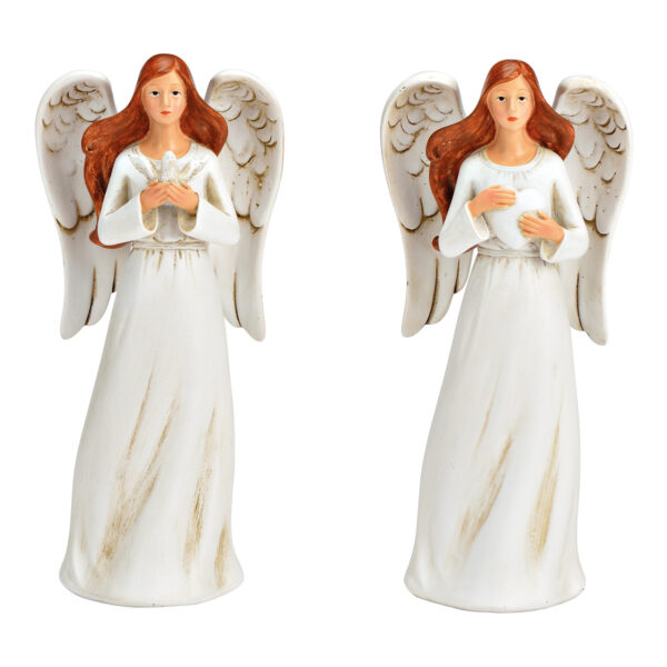 Ángel de poliéster blanco de 2 surtido, (An/Al/Pr) 7x16x5cm