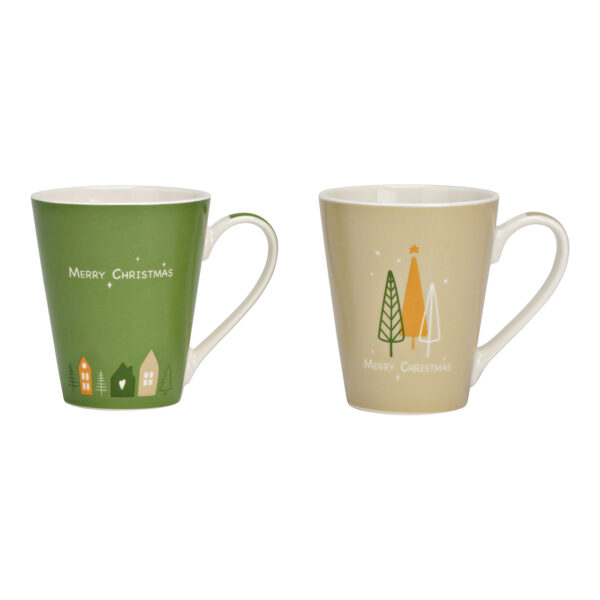 Taza de porcelana con motivos navideños, multicolor, 2 compartimentos, (ancho x alto x fondo) 13 x 11 x 9 cm, 380 ml