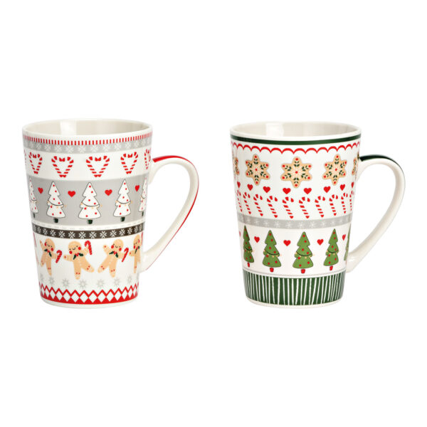 Taza gigante con motivo navideño de porcelana de colores, doble pared, (ancho/alto/profundidad) 13 x 13 x 9 cm, 520 ml