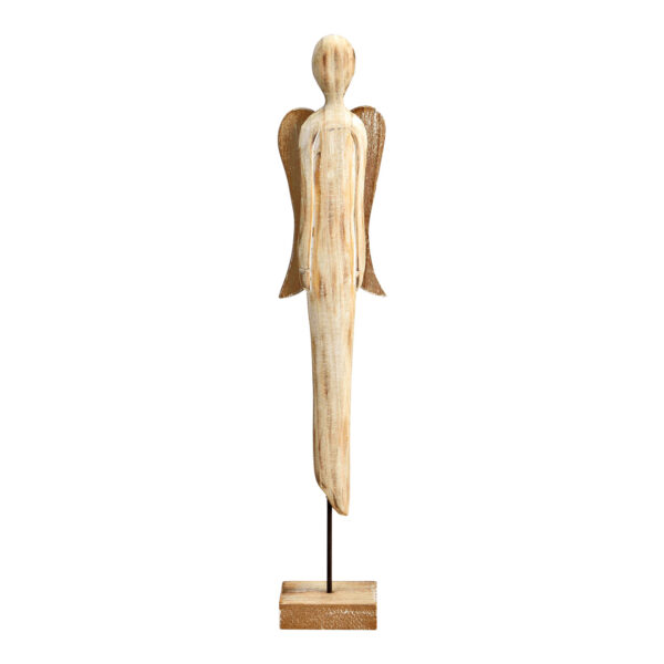 Ángel de pie de madera natural (An./Al./Pr.) 6x33x4cm