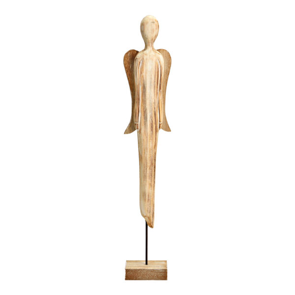 Ángel de pie de madera natural (An./Al./Pr.) 8x46x5cm