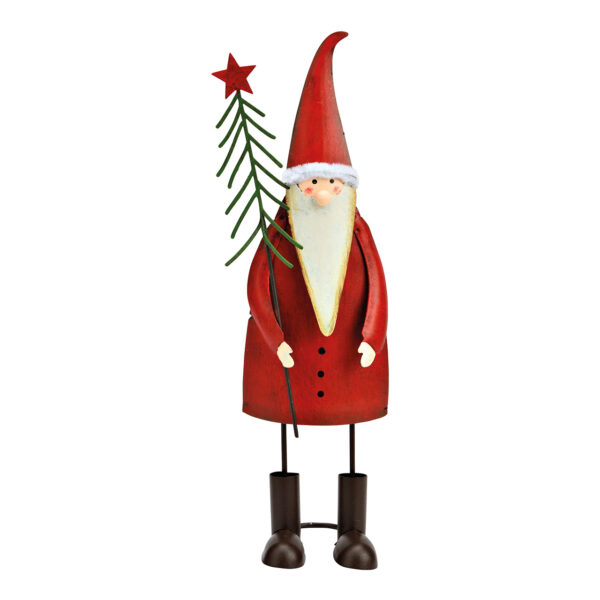 Papá Noel con árbol de Navidad de metal rojo (An./Al./Pr.) 6x21x6cm
