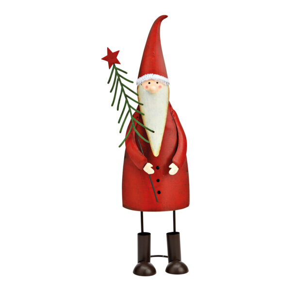 Papá Noel con árbol de Navidad de metal rojo (An./Al./Pr.) 8x29x8cm