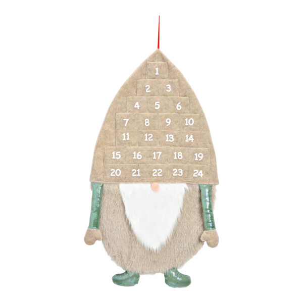 Calendario de adviento de gnomo de tela verde (ancho/alto/profundidad) 49x86x4cm
