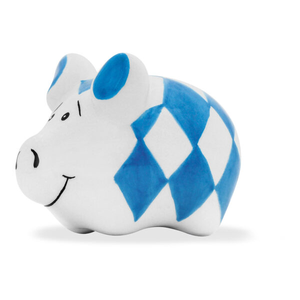 Hucha de cerámica KCG Bavaria Mini, blanca y azul (an./al./pr.) 4 x 3 x 4 cm