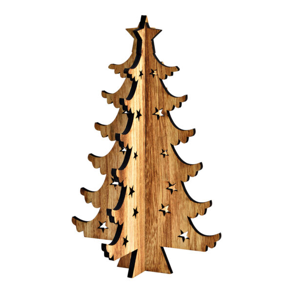 Árbol de Navidad para colgar de madera de paulownia natural (An./Al./Pr.) 19x30x19cm