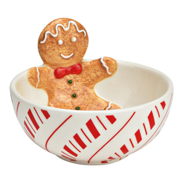 Figura de pan de jengibre en cuenco de cerámica marrón (ancho/alto/profundidad) 12x9x12cm 225ml