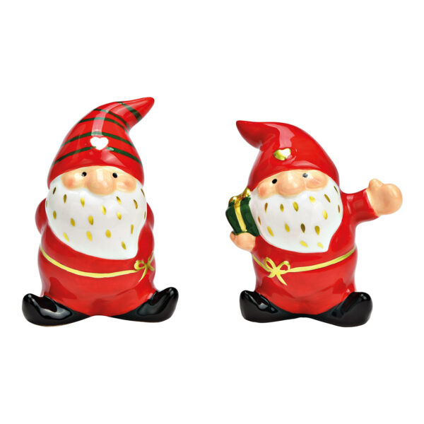 Papá Noel de cerámica roja, doble cara (ancho/alto/profundidad) 8 x 10 x 6 cm