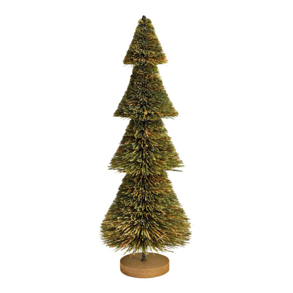 Árbol de Navidad sobre base de madera de color verde (An./Al./Pr.) 14x41x14cm