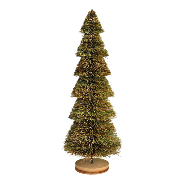 Árbol de Navidad sobre base de madera de color verde (An./Al./Pr.) 17x48x17cm