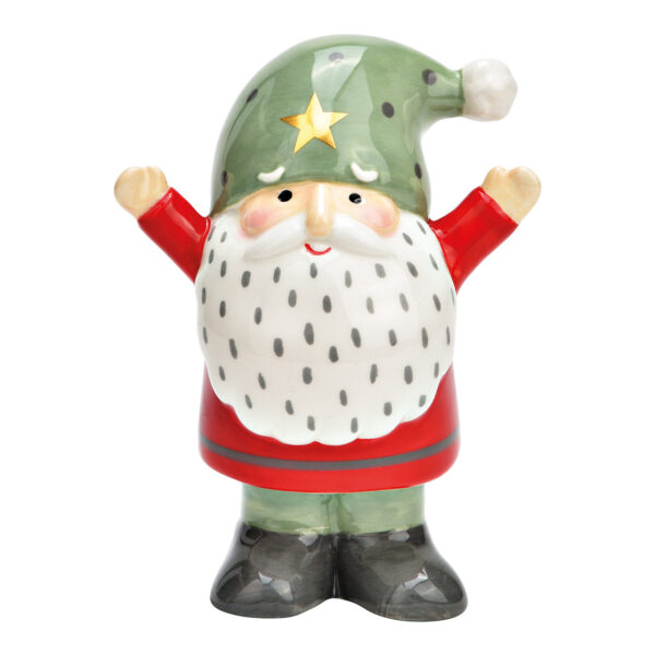 Papá Noel de cerámica rojo, verde (ancho/alto/profundidad) 9x11x6cm