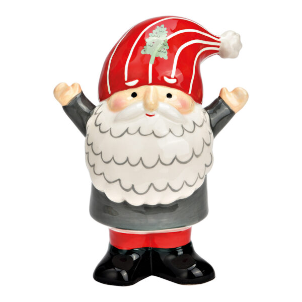 Papá Noel de cerámica gris, rojo (An./Al./Pr.) 14x16x9cm