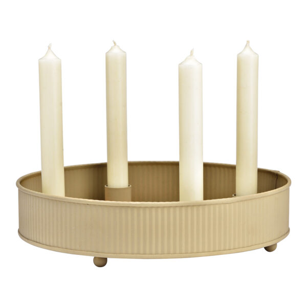 Arreglo de Adviento, portavelas 4 candelabros de metal beige (ancho/alto/profundidad) 26x6x26cm