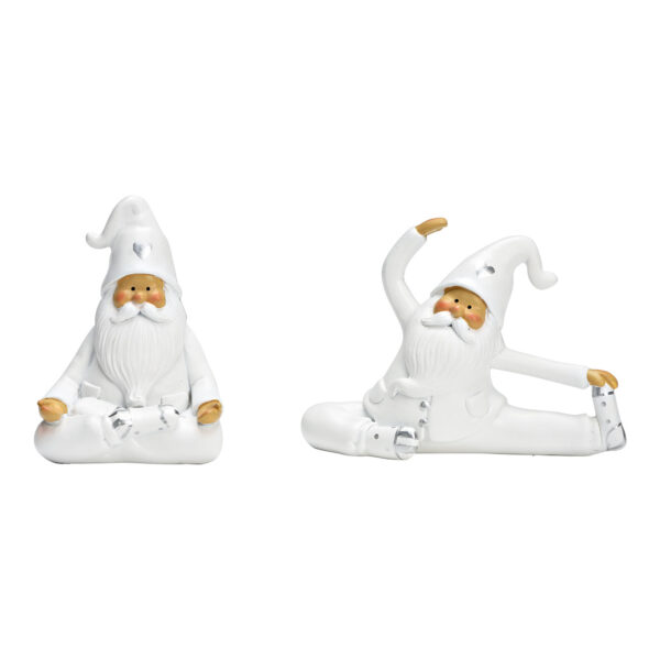 Papá Noel de yoga fabricado en polipropileno blanco, 2 surtido, (An./Al./Pr.) 13 x 9 x 5 cm, 8 x 11 x 6 cm