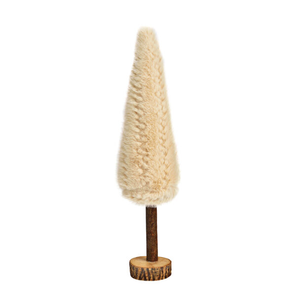 Soporte para árbol de Navidad Piel sintética sobre tronco de madera de poliéster beige (An./Al./Pr.) 9x36x9cm