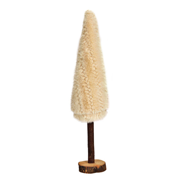 Soporte para árbol de Navidad de piel sintética sobre tronco de madera de poliéster beige (An./Al./Pr.) 10 x 46 x 10 cm