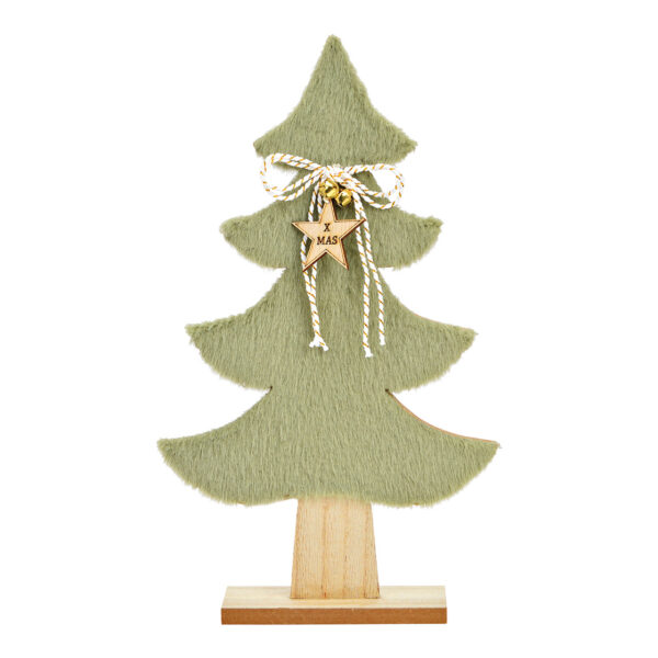 Soporte para árbol de Navidad con acabado de piel sintética, fabricado en madera, poliéster verde (ancho/alto/profundidad) 17 x 31 x 5 cm